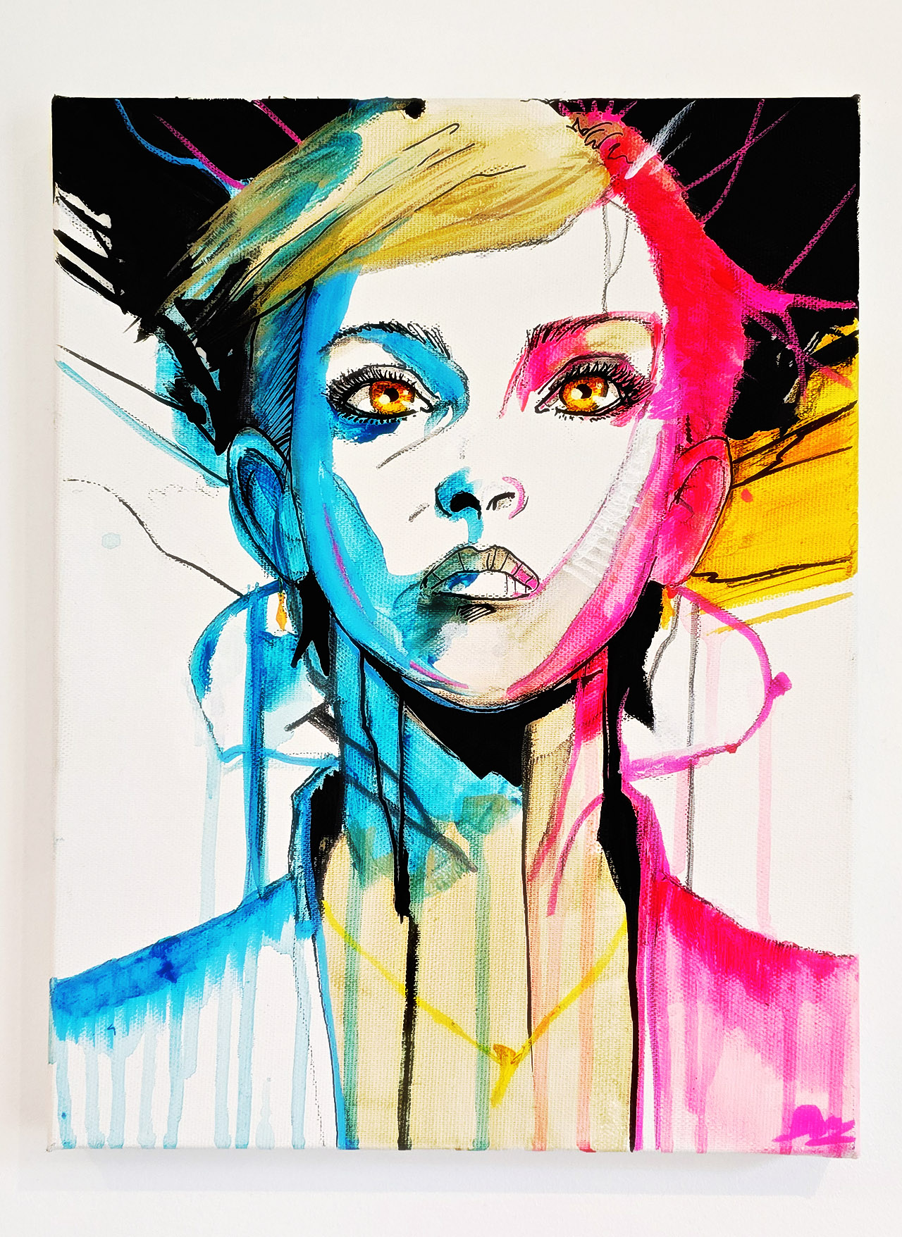 Peinture mix media sur toile