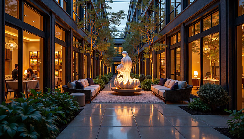 Statue avec éclairage d'ambiance (hotel)
