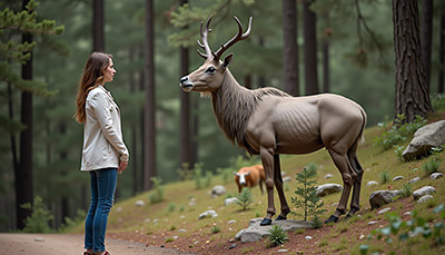 Sculpture réaliste d'animaux le long d'un sentier nature découverte